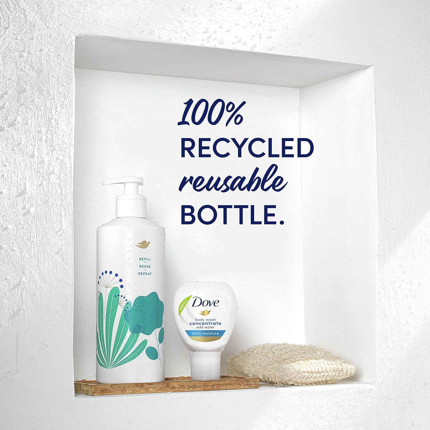 Concentrate Refill and 100 Percent Recycled Reusable Bottle for Instantly Soft Skin Daily Moisture Starter Kit for Lasting Nourishment Body Care 4 Fl Oz (Makes 16 Fl Oz)