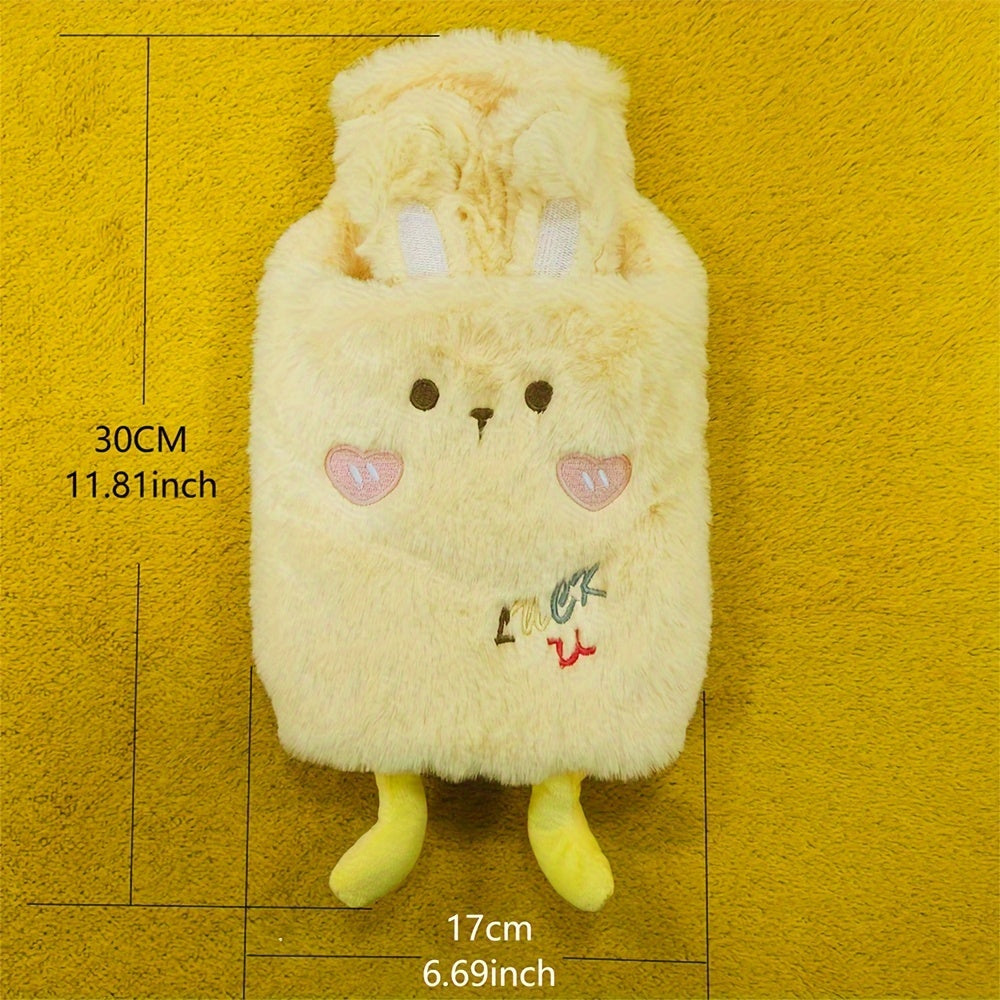 [Quick-Heating Cartoon Plush Bottle] 1000ml Portable Quick-Heating Cute Cartoon Animal Plush Hot Water Bottle - Long-Lasting Insulation, Removable PVC Liner for Cozy Bed Warmth, Hands & Feet Comfort - Fragrance-Free