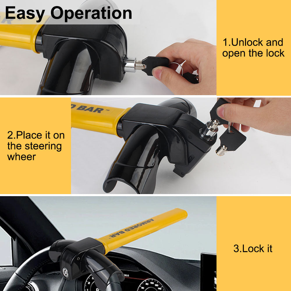 Car Accessories With Keys Security Car Locks Automobile Steering Lock Protection T-Locks Anti-Theft Car Steering Wheel Lock
