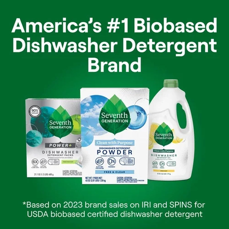 Dishwasher Detergent Powder, Free & Clear, 45 Oz