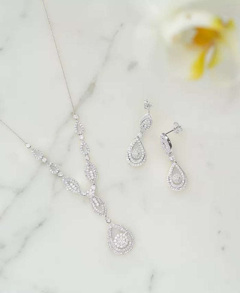 Diamond Double Drop Pendant 17" in 14K White Gold or 14K Yellow Gold (1-1/2 Ct. T.W.), Created for Macy'S