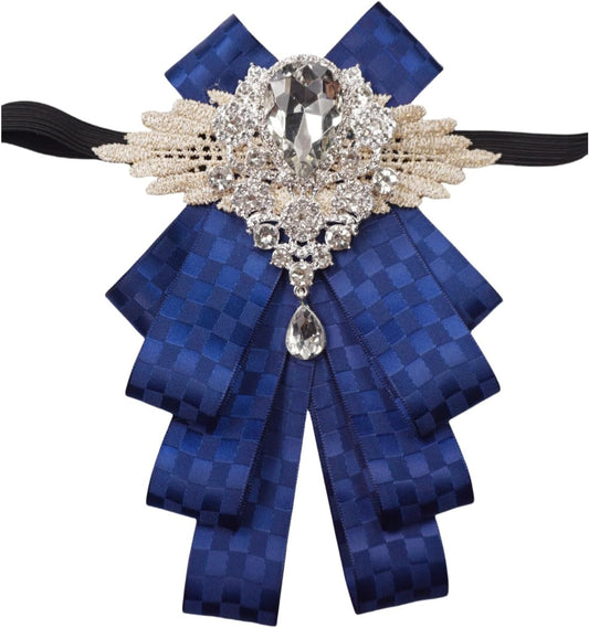 Christmas Bow Ties for Men Self Tie Jabot Collar Brooch Pins Fashion Pretied Neck Tie Bow Tie Rhinestone Brooch for Groom