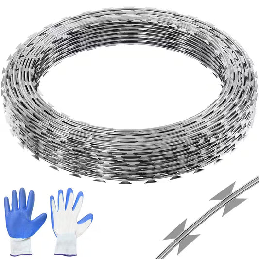 Razor Wires, 98 Ft. Razor Barbed Wire, 2 Rolls Razor Wire Fencing Razor Fence, Razor Ribbon Barbed Wire Galvanized Razor