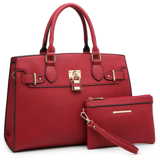 Women Handbags and Purses Ladies Shoulder Bag Top Handle Satchel Tote Work Bag with Matching Clutch