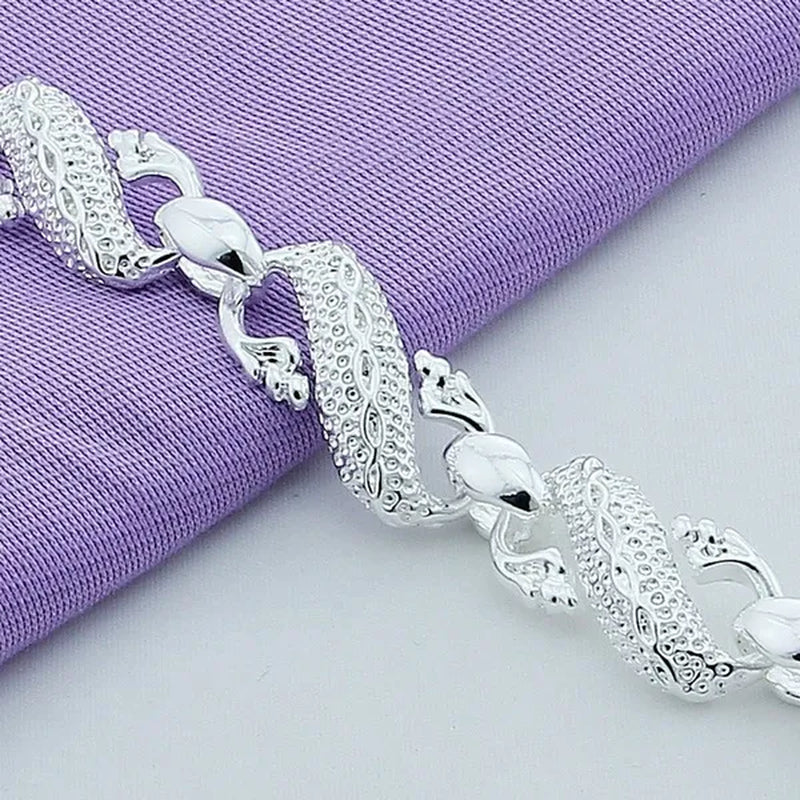 New 2019 Trendy 925 Sterling Silver White Chinese Dragon Chain Bracelets for Men Fashion Jewelry Bracelet Male