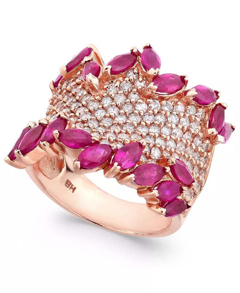 EFFYÂ® Ruby (3-1/4 Ct. T.W.) & Diamond (1-3/8 Ct. T.W.) Ring in 14K Rose Gold