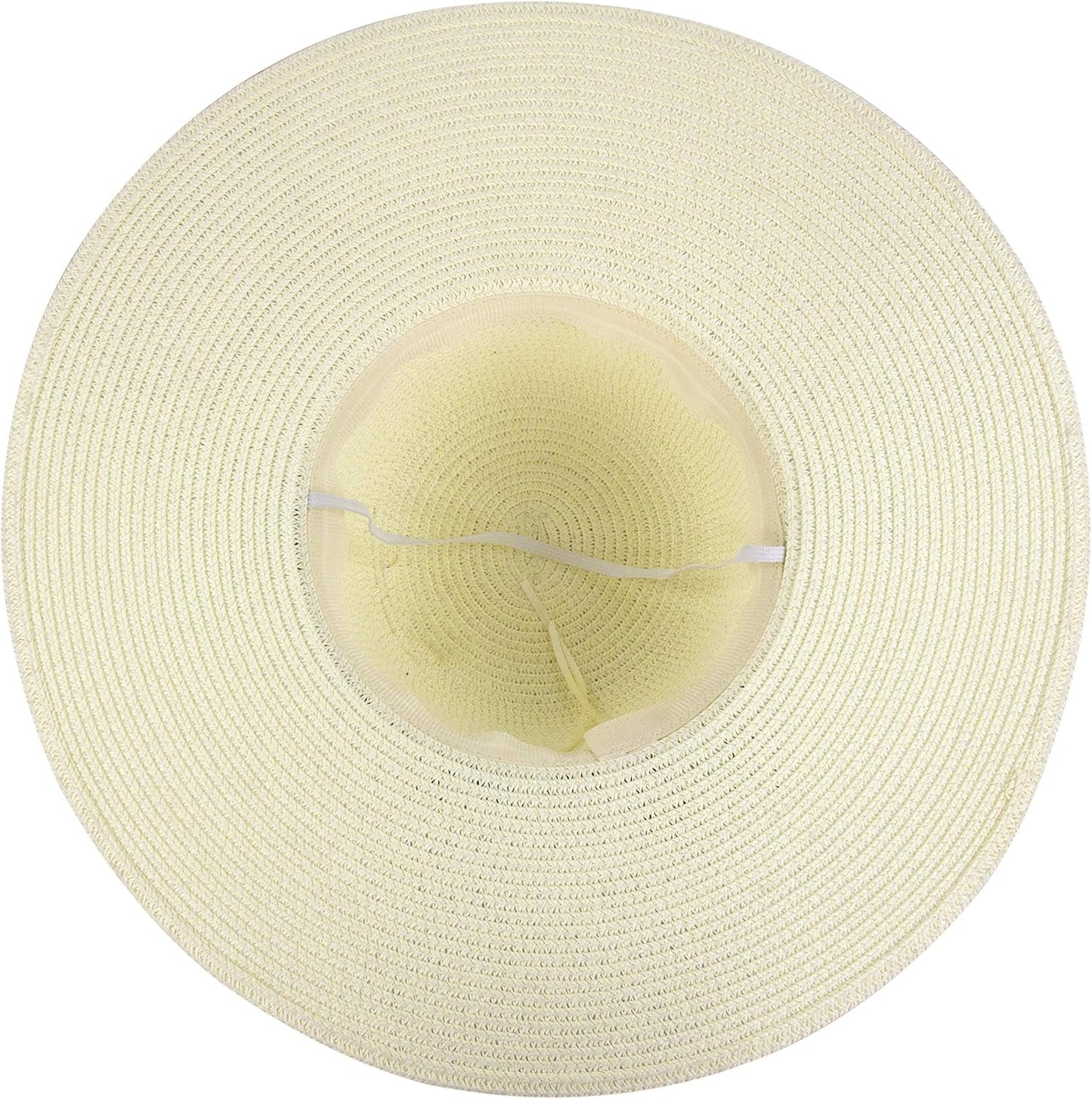 Womens Wide Brim Straw Sun Hat Floppy Foldable Roll up Cap UPF 50+ Summer Beach Hats