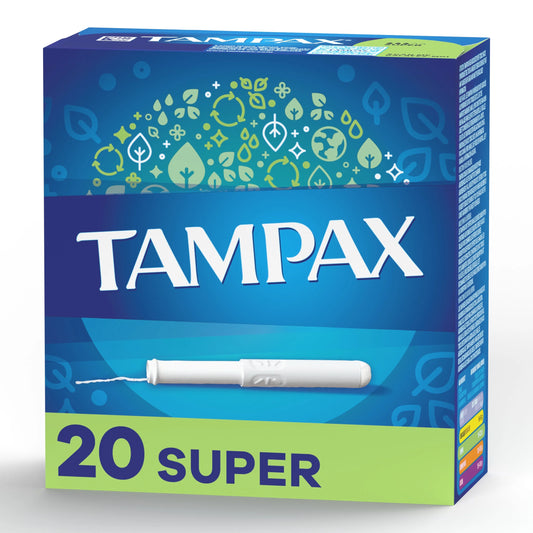 Cardboard Tampons Super Absorbency, Anti-Slip Grip, Leakguard Skirt, Unscented, 20 Count