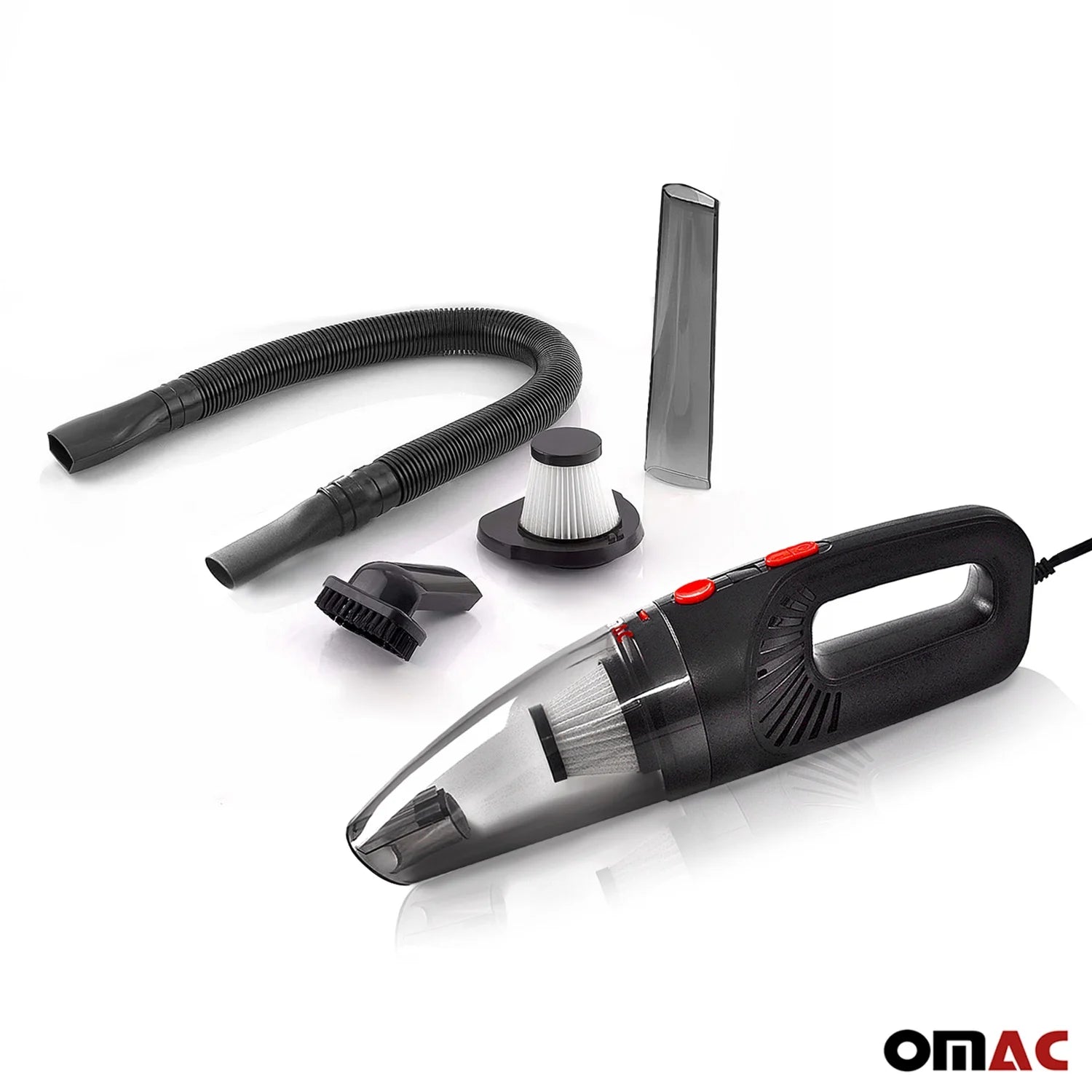 OMAC Handheld Car Vacuum Cleaner, Portable, Mini,12V High Power, 15 Ft Cord, Black