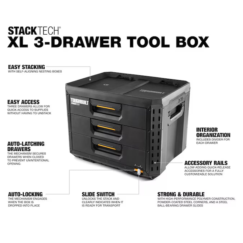 STACKTECH XL 21-In W X 15.6-In H X 16-In D 3 -Drawer Plastic/Metal Tool Box