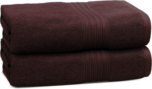 Luxury Cotton Bath Towels - Set of 2 (Bath Towel, Dark Brown)
