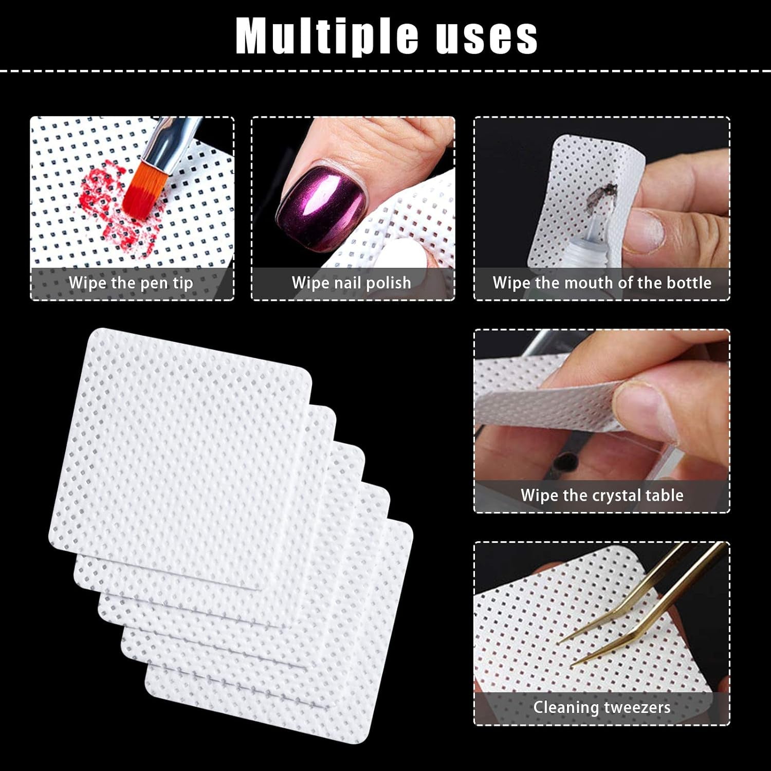 1200PCS Lint Free Nail Wipes Eyelash Glue Wipes, Adhesive Wipes for Lash Glue Nail Polish Remover Cotton Pads, Glue Nozzle Wipes Non-Woven Fabric Wipes Eyelash Extension Supplies