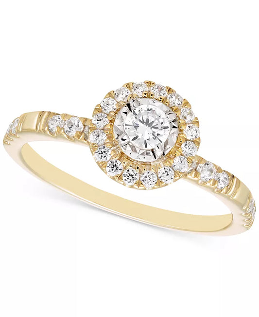 Diamond Halo Ring (1/2 Ct. T.W.) in 14K Gold