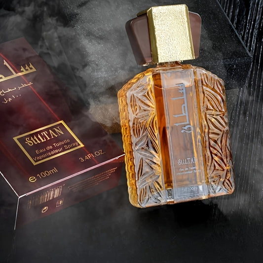 Sultan Eau de Toilette for Men, 3.38oz - Alcohol-Based, Floral Scent with Woody Notes, Formaldehyde-Free Liquid Formula, 5-15% Fragrance Concentration