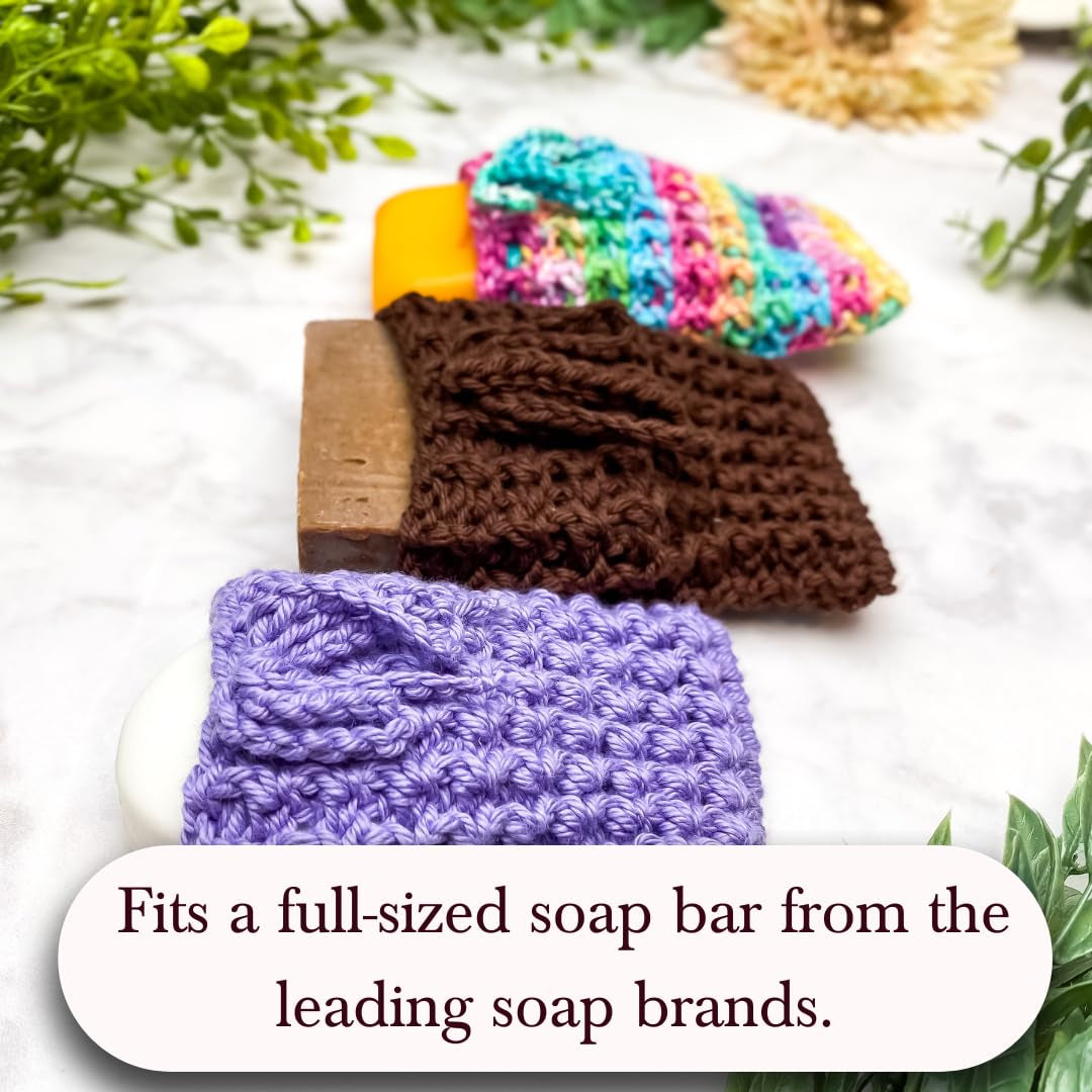 Purple Amethyst Cotton Soap Bag for Soap Bars - Fits a Full-Sized Bar of Soap - Handmade Bath Products - Bathing Accessories for Women - 1 Pack