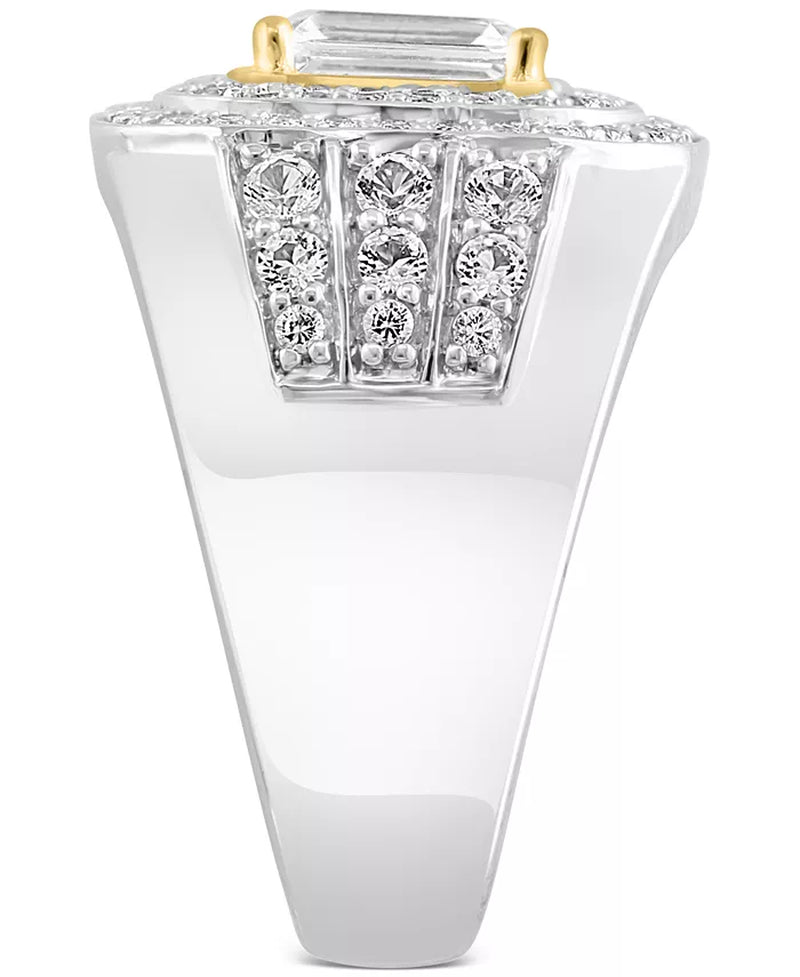 EFFYÂ® Men'S White Topaz Halo Cluster Ring (3 Ct. T.W.) in Sterling Silver & 14K Gold-Plate