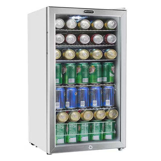 17 In. 127 (12 Oz.) Single Zone Can Cooler 3.1 Cu. Ft. Mini Refrigerator in White with Lock