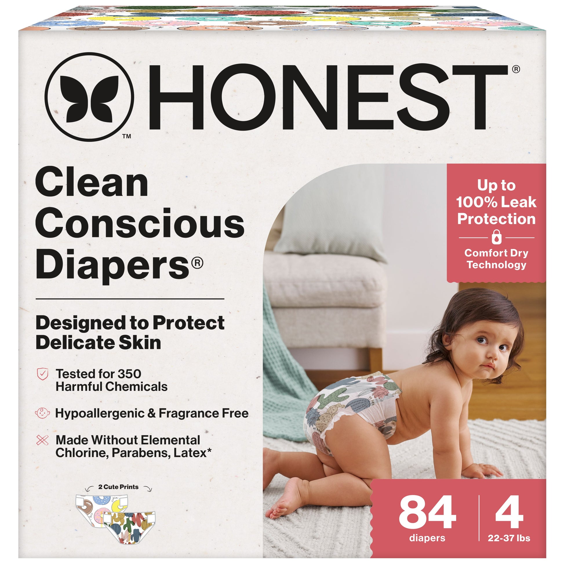 ® Clean Conscious Baby Diapers Size 4 (22-37 Lbs), Hypoallergenic and Fragrance Free, 84 Count