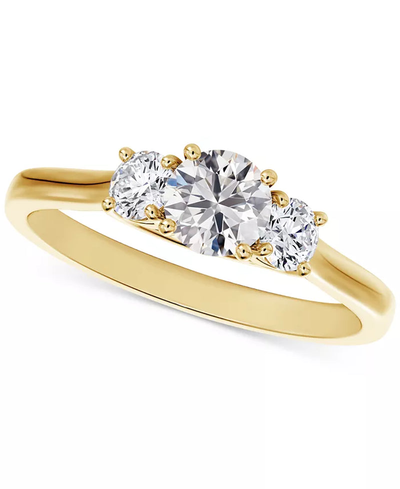 Diamond Three Stone Diamond Engagement Ring (3/4 Ct. T.W.) in 14K White or Yellow Gold