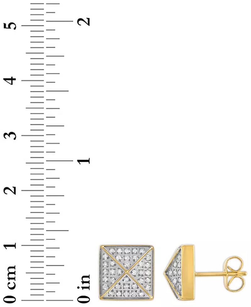 Diamond Pyramid Stud Earrings (1/3 Ct. T.W.) in Gold-Tone Ion-Plated Stainless Steel, Created for Macy'S