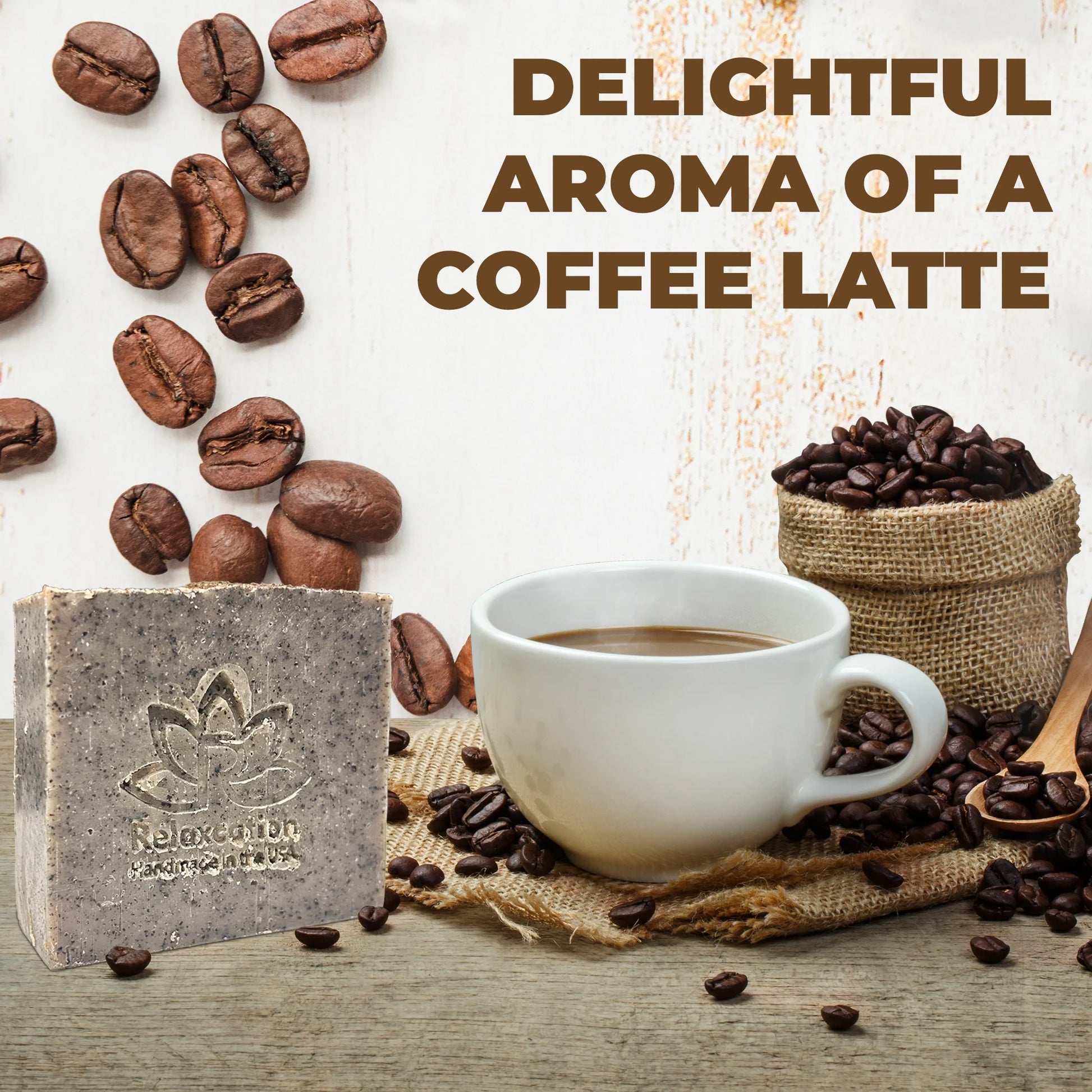 Natural Soap Bar Coffee Scrub with Organic Cocoa Butter Fresh Ground Coffee Exfoliating and Moisturizing Handmade in USA Coffee Latte Aroma Safe by  5 Set