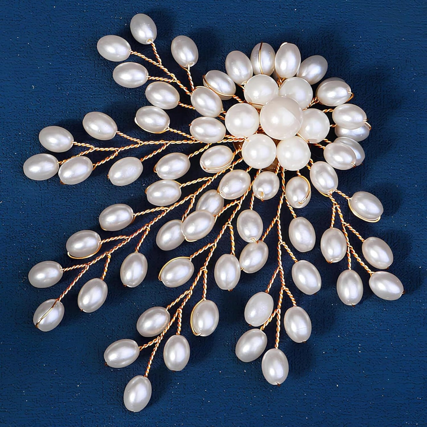 3Inch Large Women'S Brooch Pin Lapel Flower Pearl Brooch - Fashion Gold Vintage