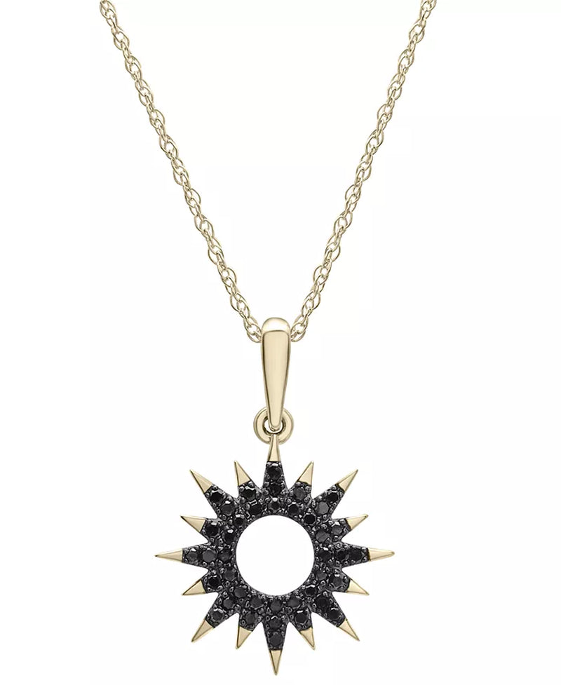 Diamond Sun Pendant Necklace (1/10 Ct. T.W.) in 14K Gold Created for Macy'S (Also Available in Black Diamond)