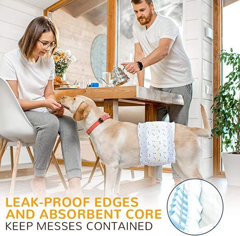 Disposable Dog Diapers (14-56Pcs), Dog Wraps for Male Dogs with Wetness Indicator, Super Absorbent Doggy Diapers for Small Dogs