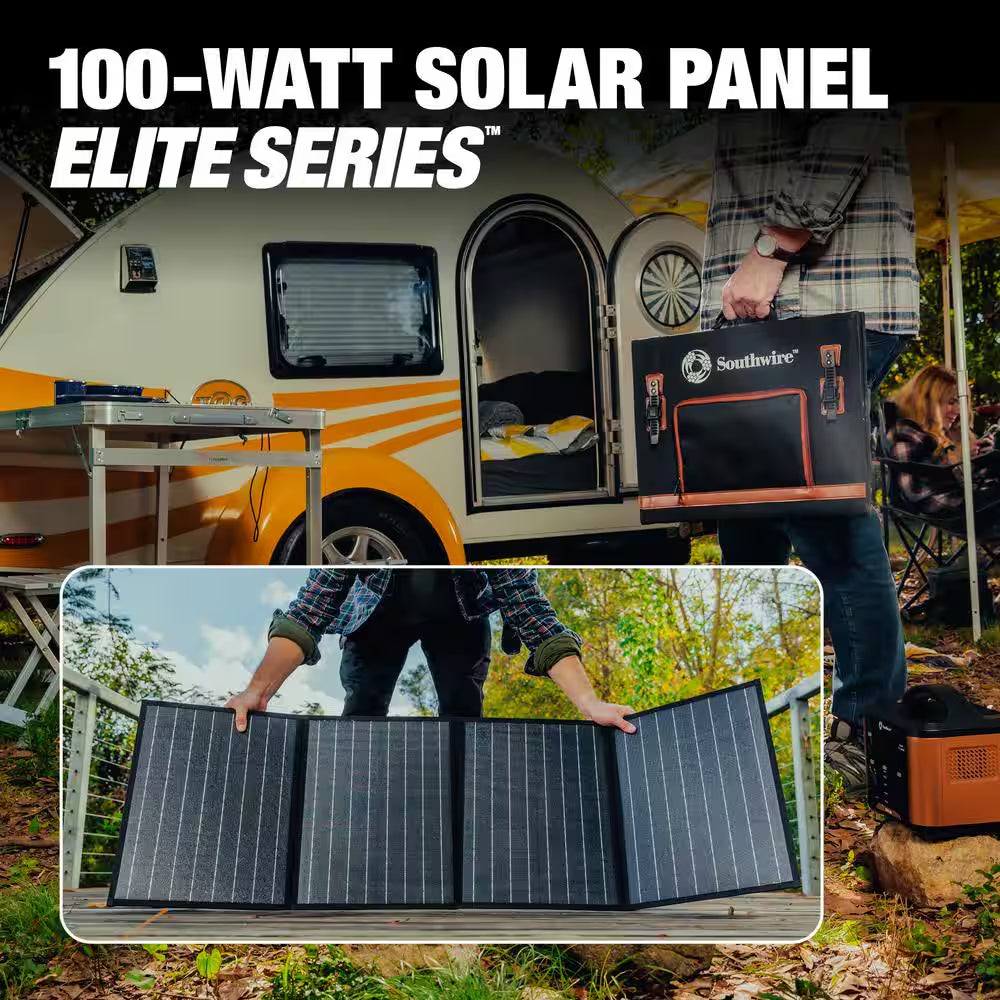 100-Watt Quad-Fold Solar Panel with Case and Cords