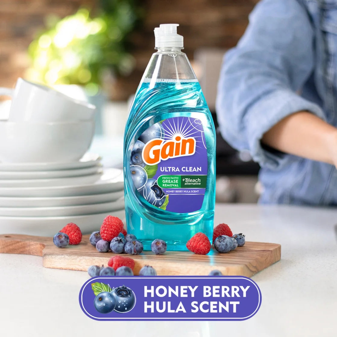 Ultra Dish Washing Liquid Dish Soap, Honey Berry Hula Scent, 90 Fl Oz.