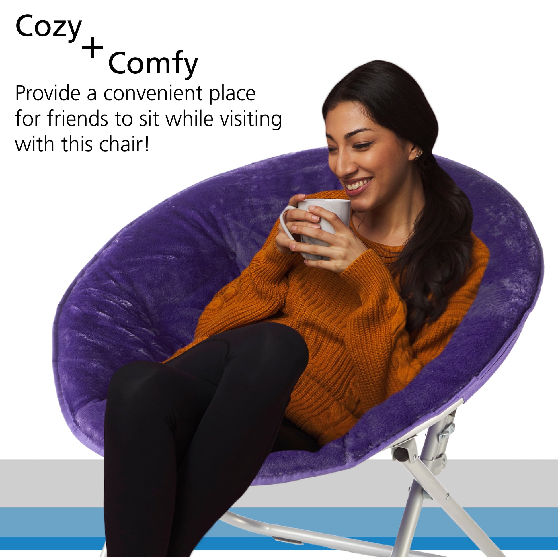 Faux Fur Folding Chair, Purple