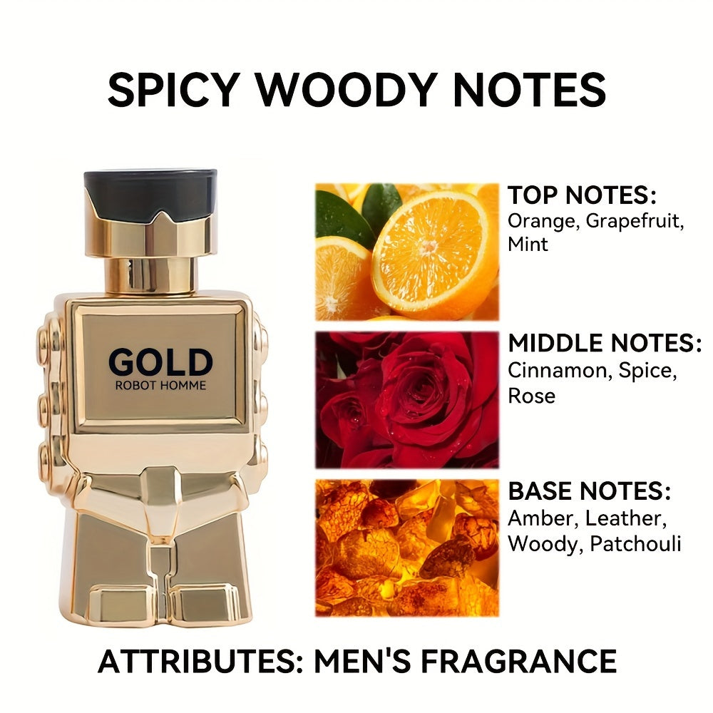 3PCS Robot Perfume Gift Set For Men, Eau De Toilette Spray, Refreshing And Long Lasting Fragrance With Woody Notes Cologne Travel Size For Dating And Daily Life, 90ML 3.04FL.OZ Gift For Men Father's Day Gift