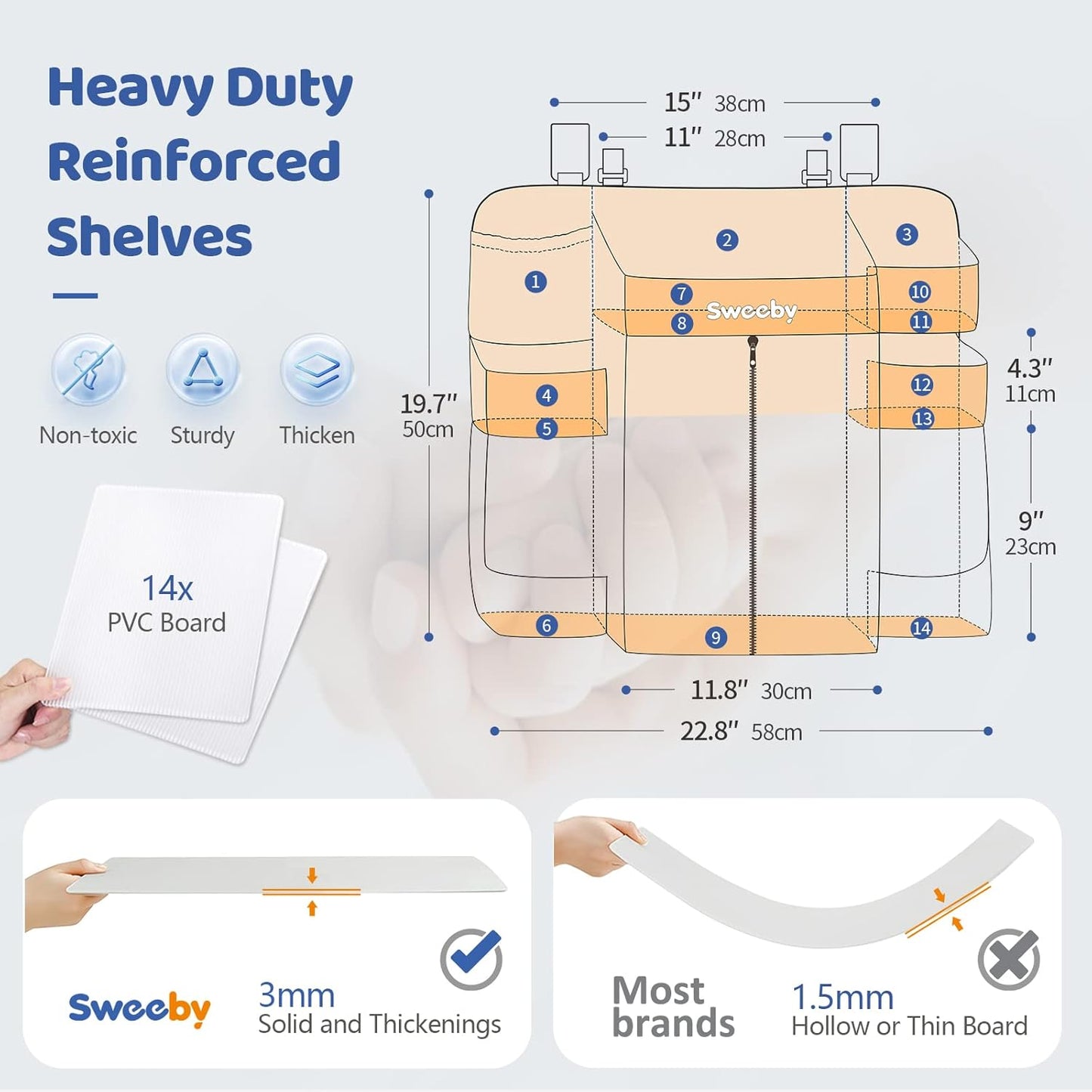 Diaper Organizer for Changing Table and Crib - Nursery Diaper Stacker Hanging Caddy for Baby Essentials