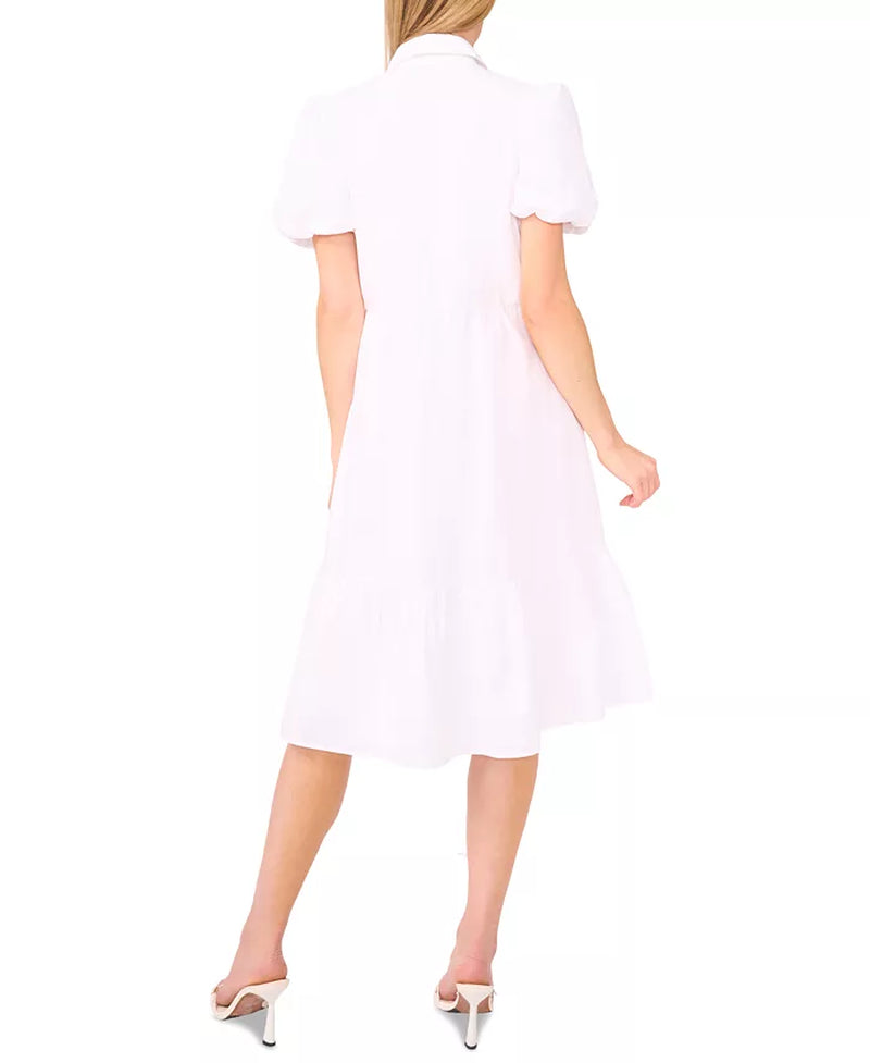 Women'S Bubble-Short-Sleeve Tiered Midi Dress