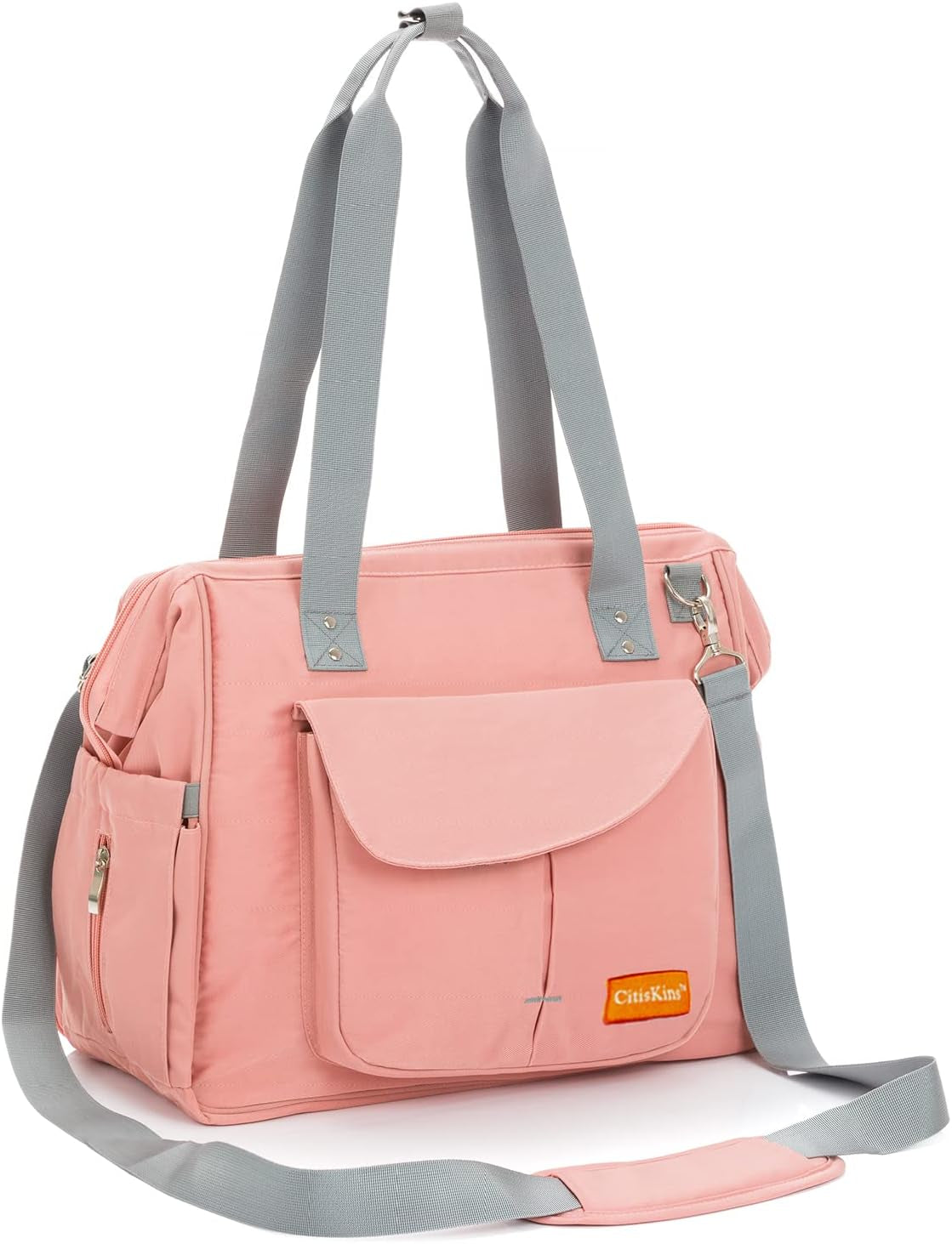 Diaper Bag Tote Mommy Bags Outdoor Handbags with Insulated Pockets, Changing Pad & Reflective Strips(Pink)