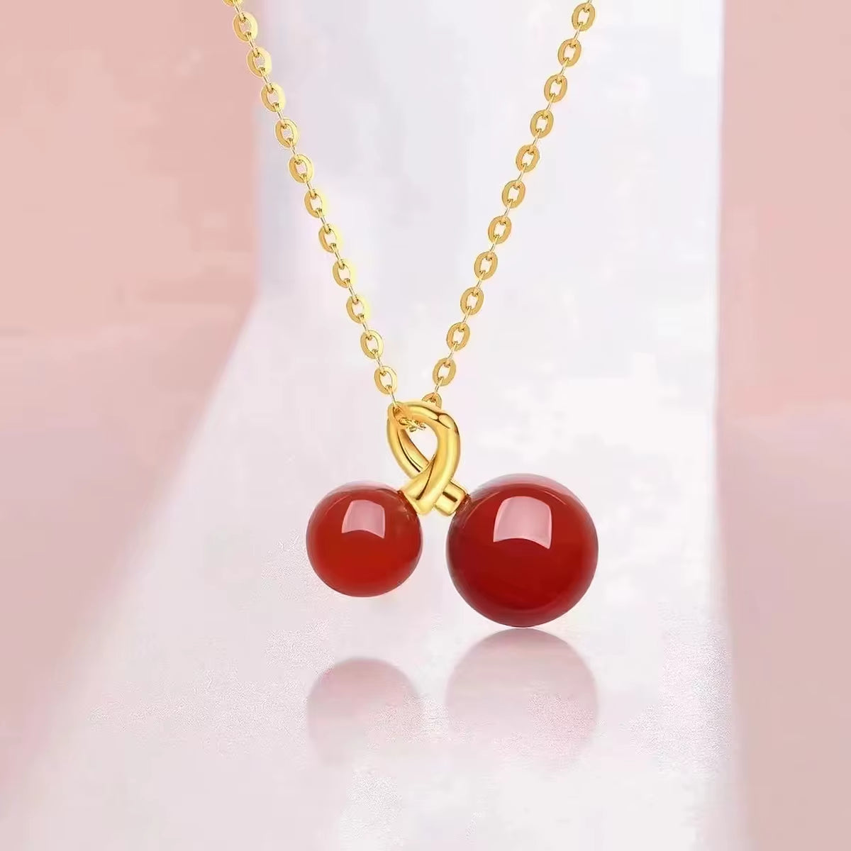 100% Real Gold 18K Natural Agate Necklace for Women Heart Pendant Au750 Pure Original Gold Jewelry Valentine'S Day Gifts