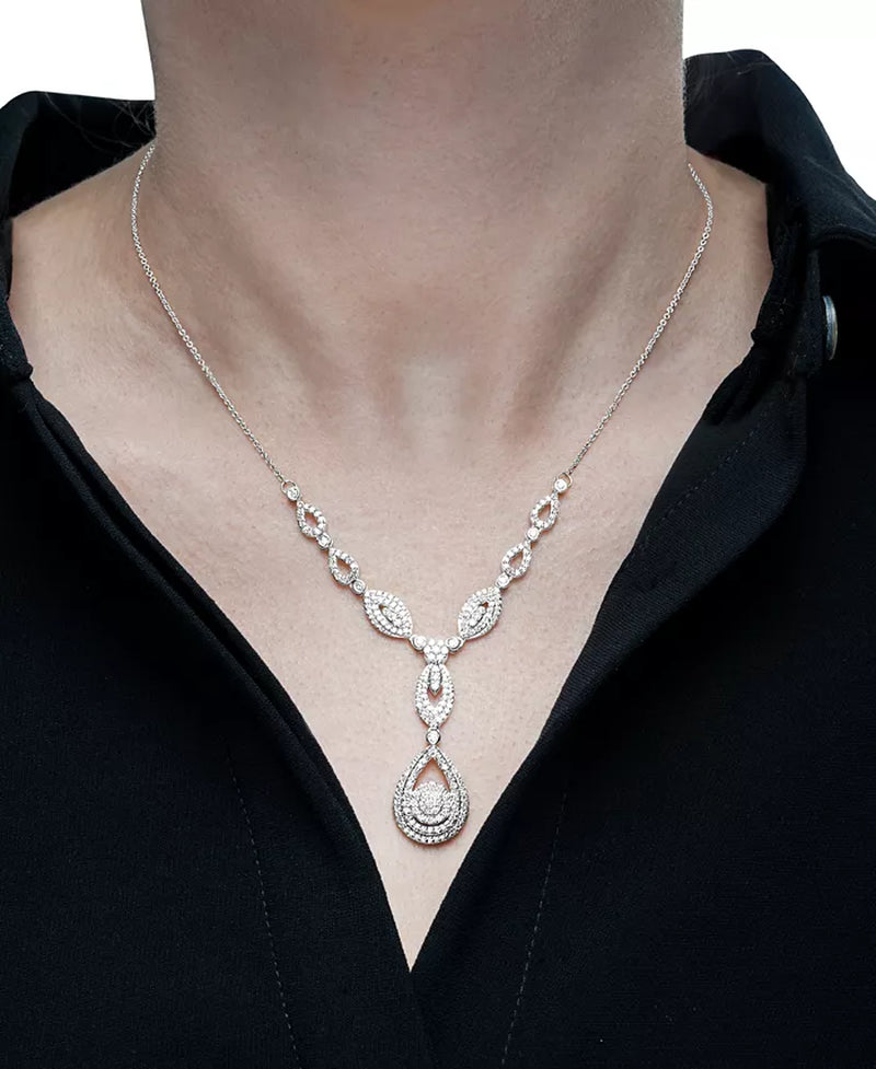 Diamond Double Drop Pendant 17" in 14K White Gold or 14K Yellow Gold (1-1/2 Ct. T.W.), Created for Macy'S