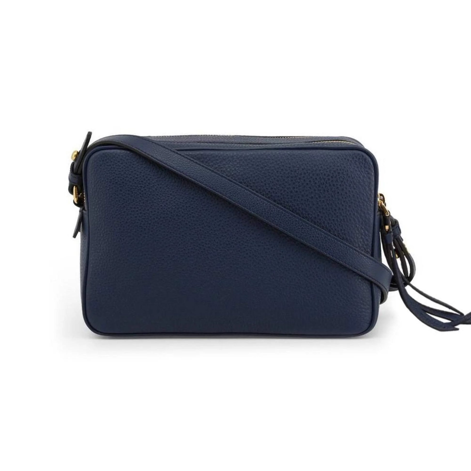 New  Baltico Blue Vitello Phenix Leather Double Zip Crossbody Bag 1BH079