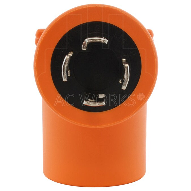 NEMA L14-30P to NEMA 14-30R 30 -Amp 4-Wire Single to Single Orange Basic Elbow Adapter