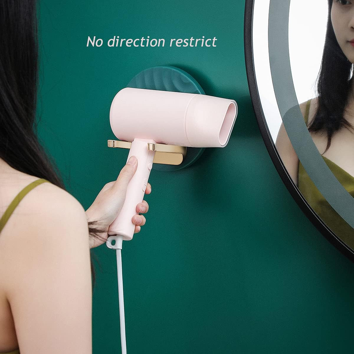 Blow Dryer Holder, Adhesive Hair Dryer Holder, Wall Mounted Hair Dryer Rack, No Drilling Dryer Hanger for Bathroom Decor (White)