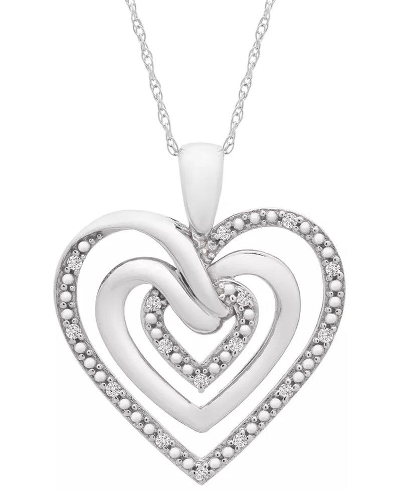 Diamond Multi-Heart 18" Pendant Necklace (1/10 Ct. T.W.) in Sterling Silver