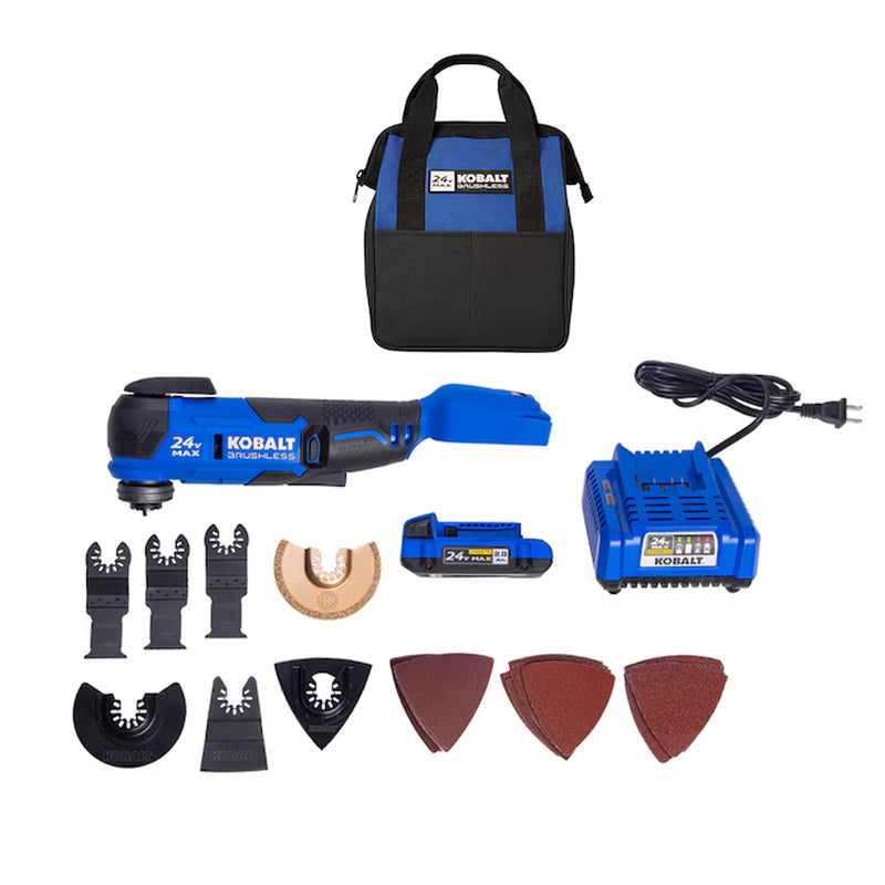 24-Volt Cordless Brushless Variable Speed 17 -Piece Oscillating Multi-Tool with Soft Case