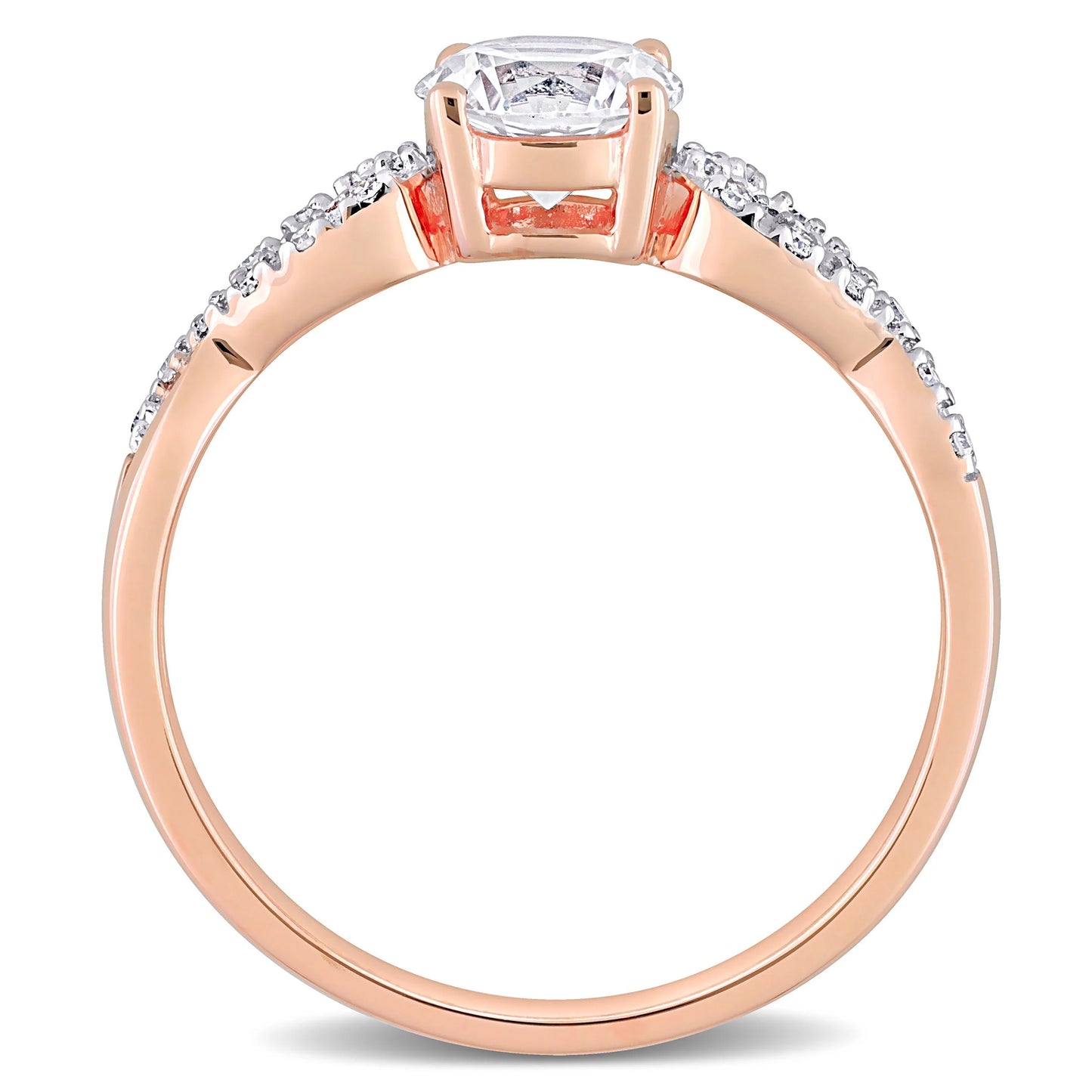 Women'S Created Sapphire 10K Rose Gold Engagement Ring