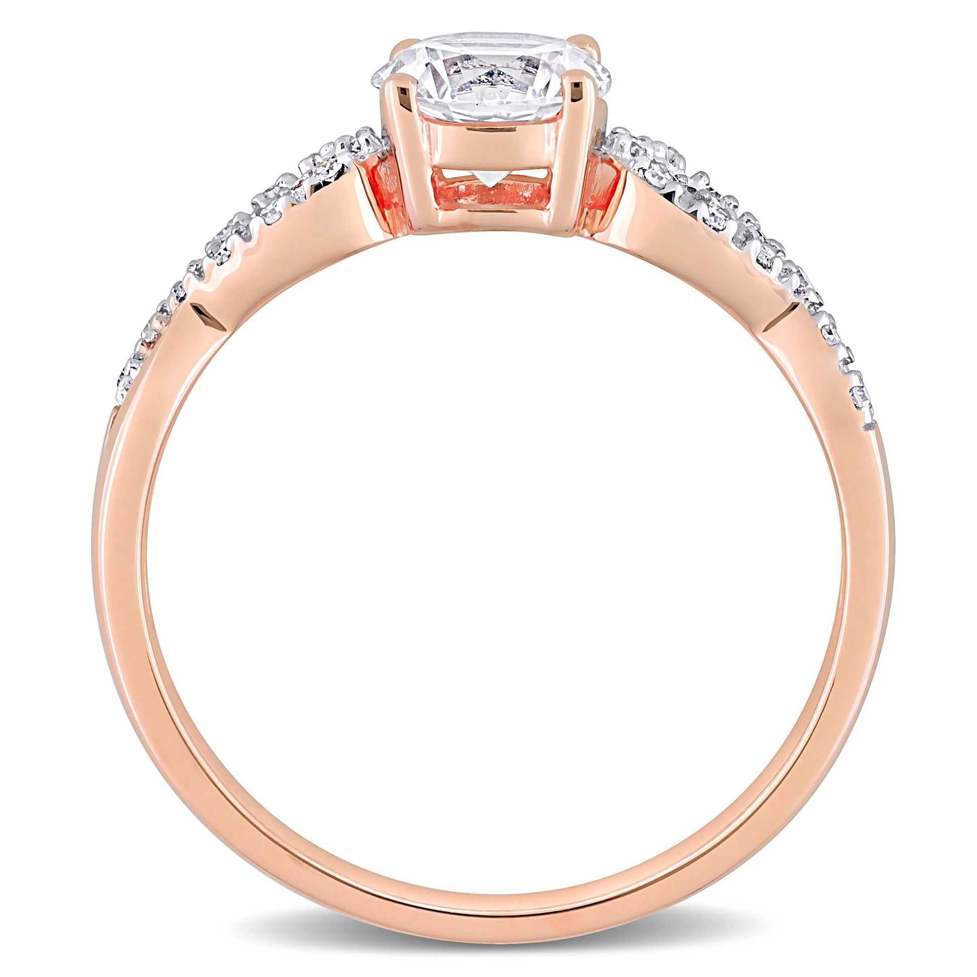 Women'S Created Sapphire 10K Rose Gold Engagement Ring