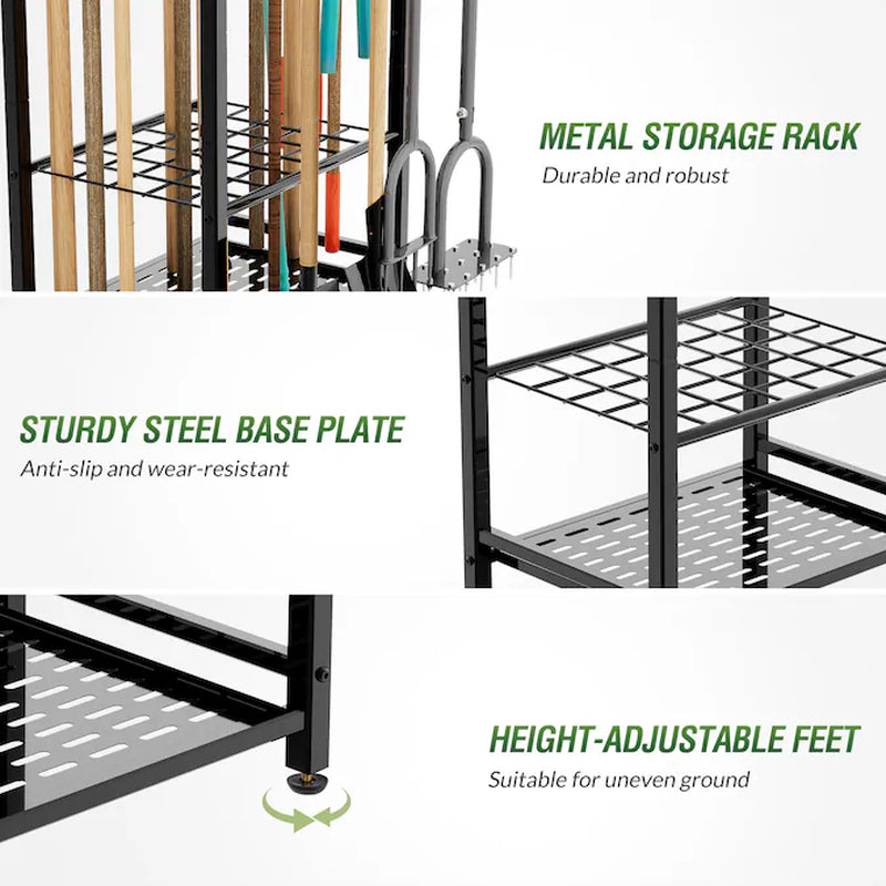 3 -Tier Heavy Duty Black Steel Utility Shelving Unit ( 23.6-In W X 16.9-In D X 29-In H )