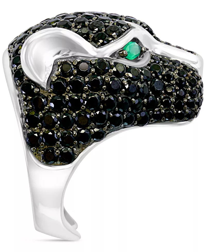 EFFYÂ® Men'S Black Spinel and Green Onyx Panther Ring in Sterling Silver