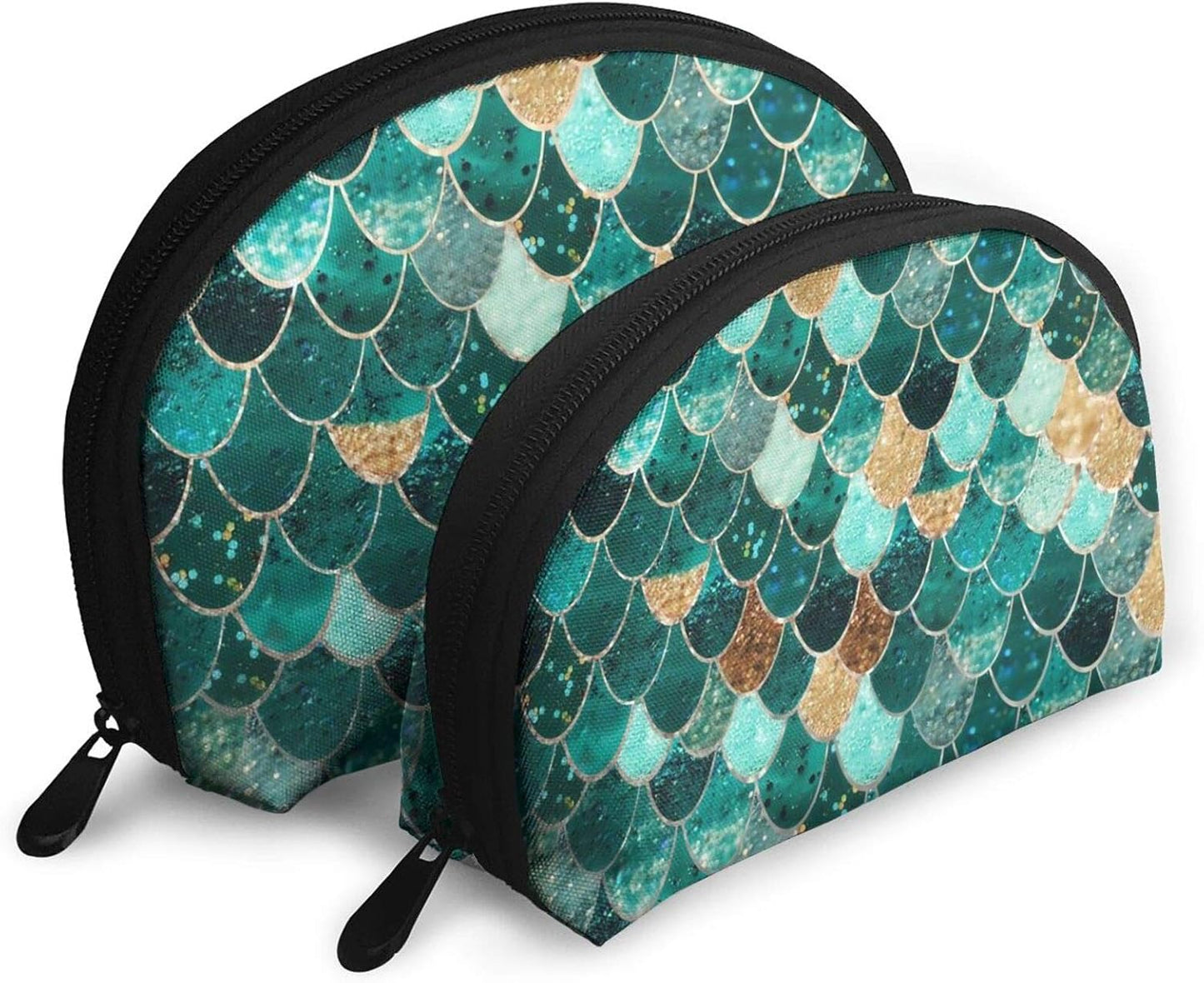2PCS Portable Makeup Bags Waterproof Cosmetic Pouch Travel Multifunctional Toiletry Organizer Case for Women - Mermaid Scales