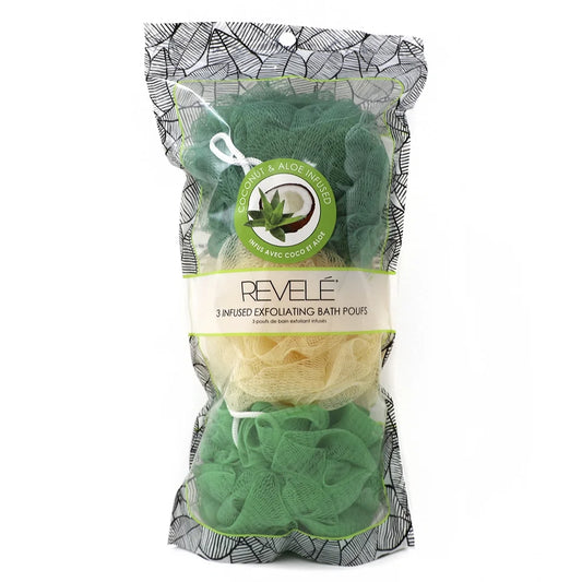 Coconut Aloe Infused Exfoliating Bath Poufs 3 Piece