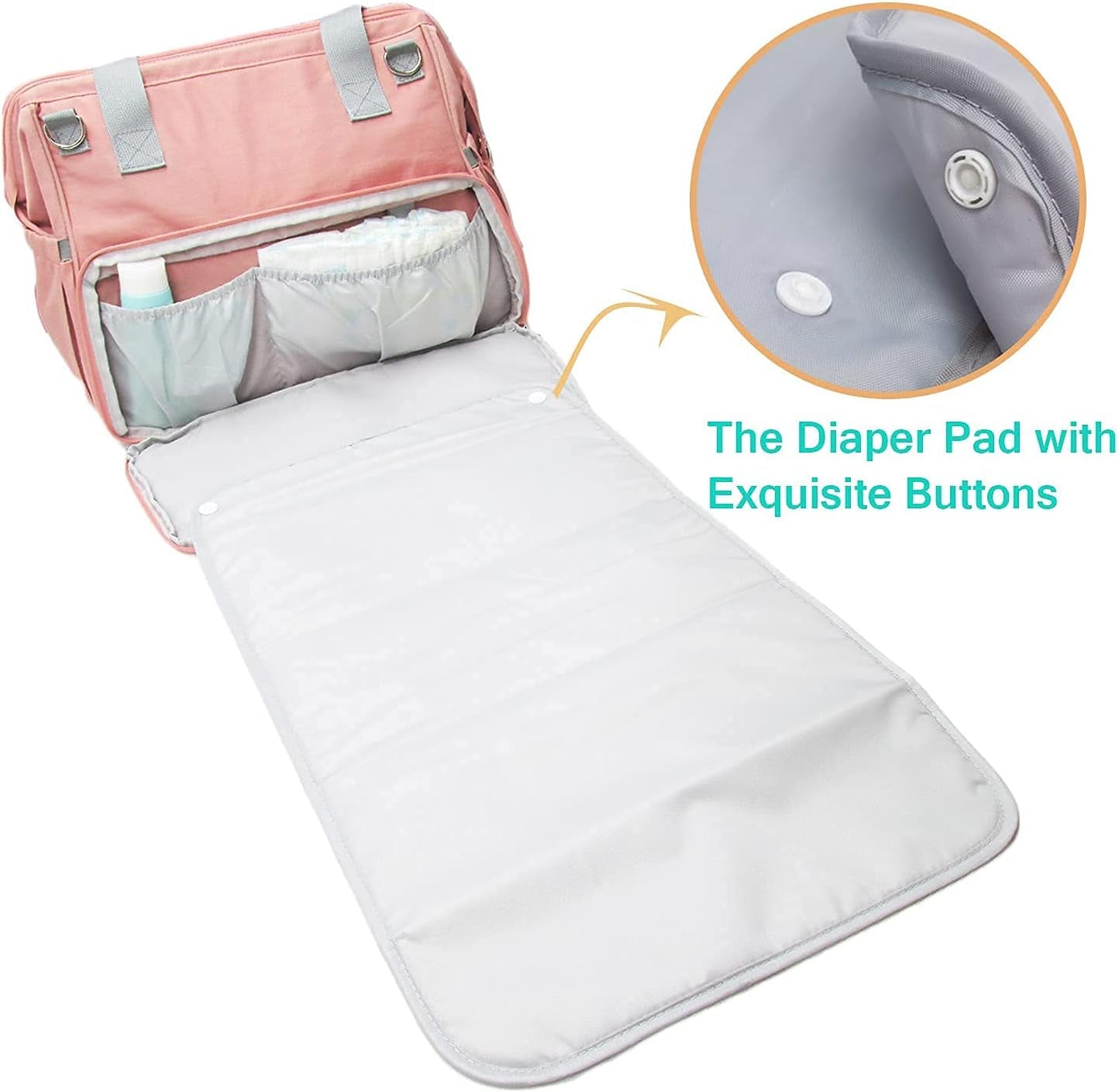 Diaper Bag Tote Mommy Bags Outdoor Handbags with Insulated Pockets, Changing Pad & Reflective Strips(Pink)