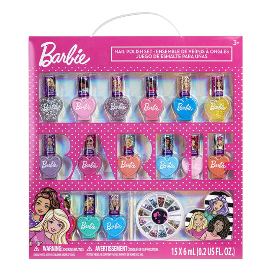 Townley Girl Barbie Non-Toxic Peel-Off Quick Dry Nail Polish Activity Makeup Set